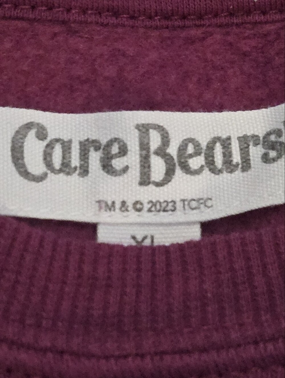 Girls/womens Care Bears Maroon Graphic Rainbow Crewneck Sweatshirt Copped - Picture 2 of 7